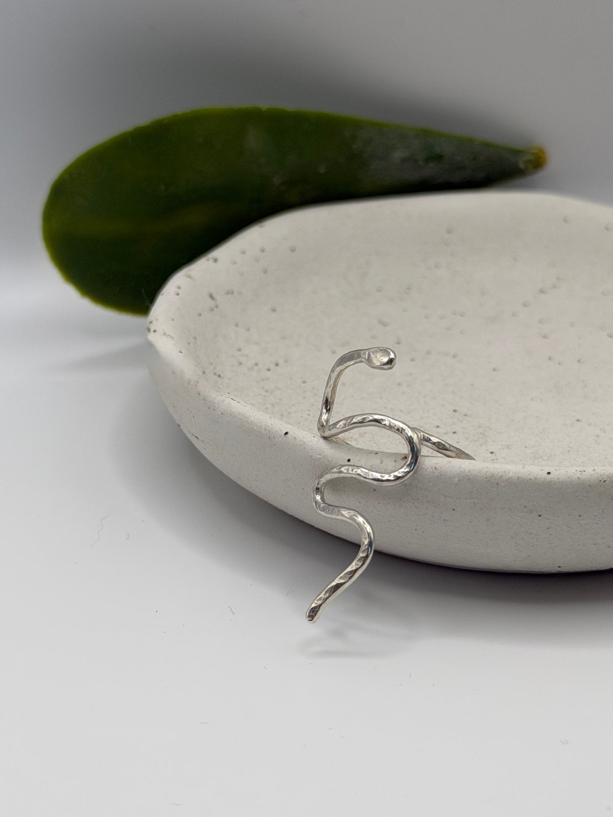Handmade Maxi Shake ring crafted from recycled sterling silver, featuring a simple textured finish and an organic, understated design by Wild One Jewellery.